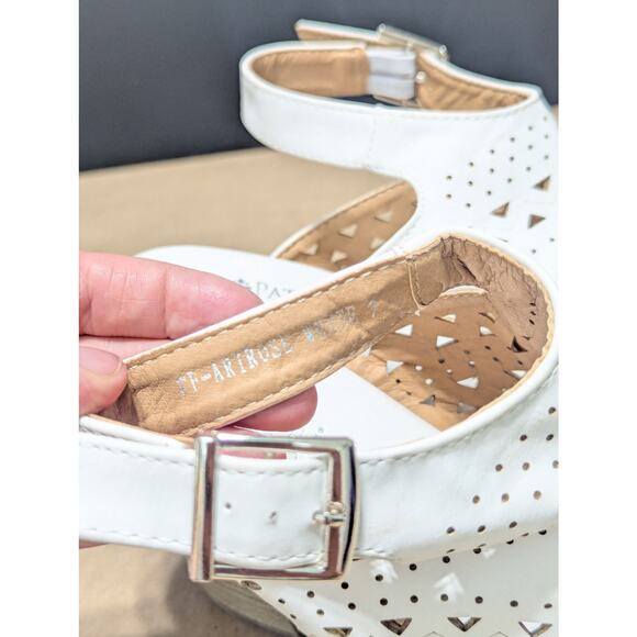 Patrizia Spring Step Arirose Peep Toe Sandals White Faux Leather Heels Womens 7 - Picture 5 of 5